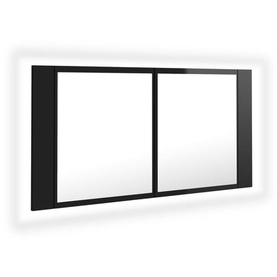 LED Bathroom Mirror Cabinet High Gloss Black 90x12x45 cm Acrylic