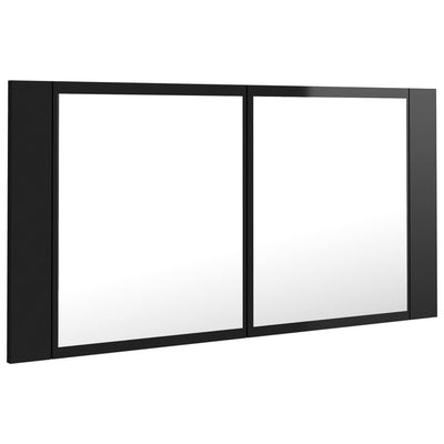 LED Bathroom Mirror Cabinet High Gloss Black 90x12x45 cm Acrylic