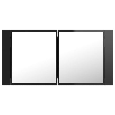 LED Bathroom Mirror Cabinet High Gloss Black 90x12x45 cm Acrylic