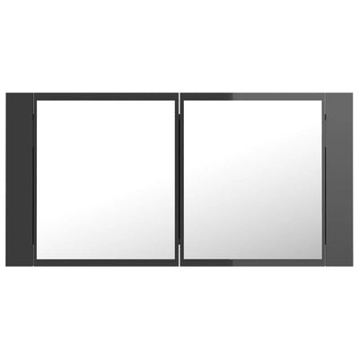 LED Bathroom Mirror Cabinet High Gloss Grey 90x12x45 cm Acrylic