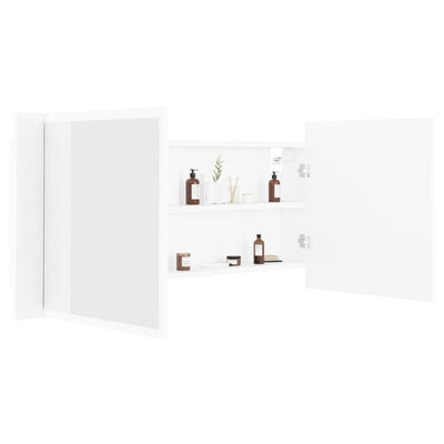 LED Bathroom Mirror Cabinet White 100x12x45 cm Acrylic