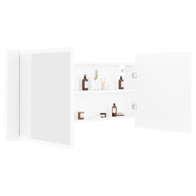 LED Bathroom Mirror Cabinet White 100x12x45 cm Acrylic