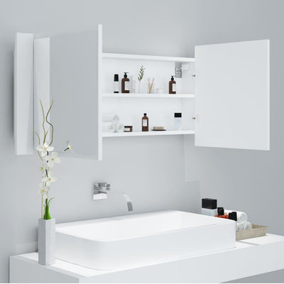 LED Bathroom Mirror Cabinet White 100x12x45 cm Acrylic