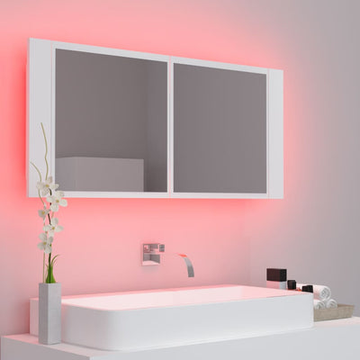 LED Bathroom Mirror Cabinet White 100x12x45 cm Acrylic