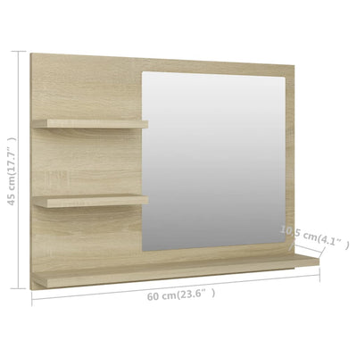 Bathroom Mirror Sonoma Oak 60x10.5x45 cm Engineered Wood