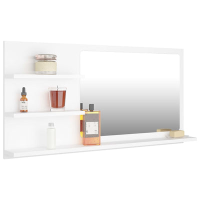 Bathroom Mirror White 90x10.5x45 cm Engineered Wood