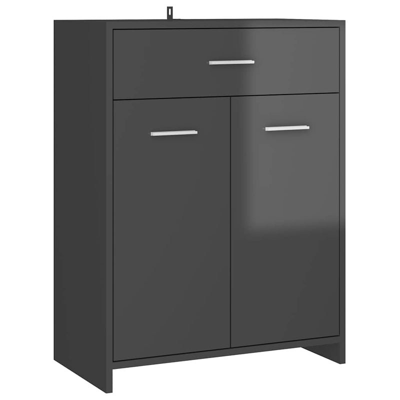 Bathroom Cabinet High Gloss Grey 60x33x80 cm Engineered Wood