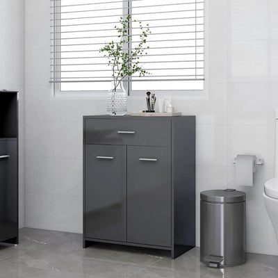 Bathroom Cabinet High Gloss Grey 60x33x80 cm Engineered Wood