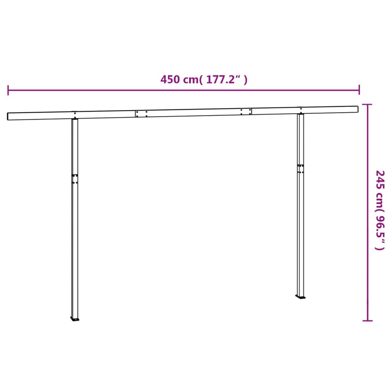 Awning Post Set White 450x245 cm Iron