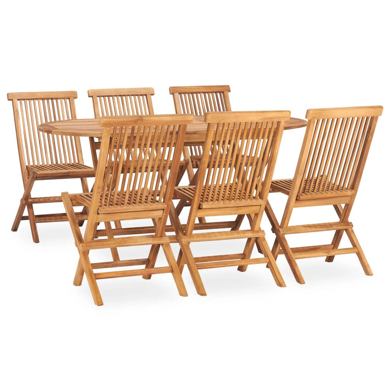 7 Piece Folding Outdoor Dining Set Solid Wood Teak