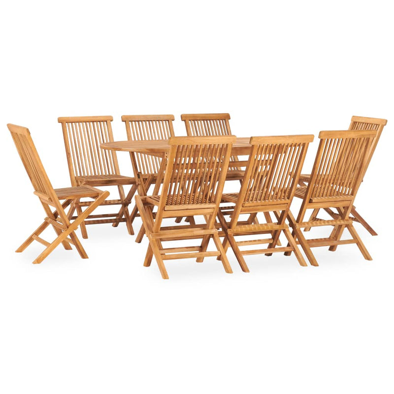 9 Piece Folding Outdoor Dining Set Solid Wood Teak