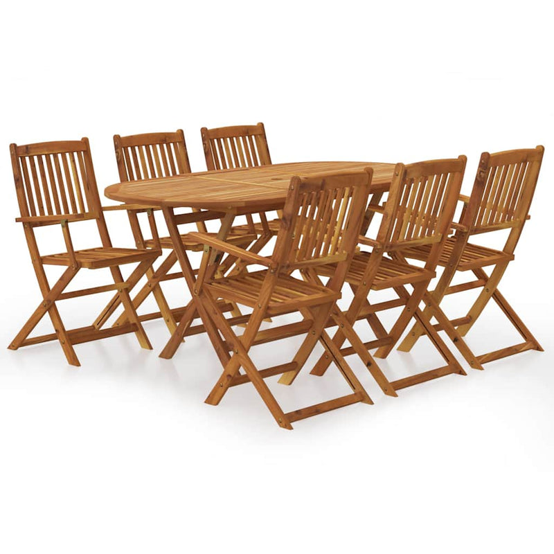 7 Piece Folding Garden Dining Set Solid Wood Acacia