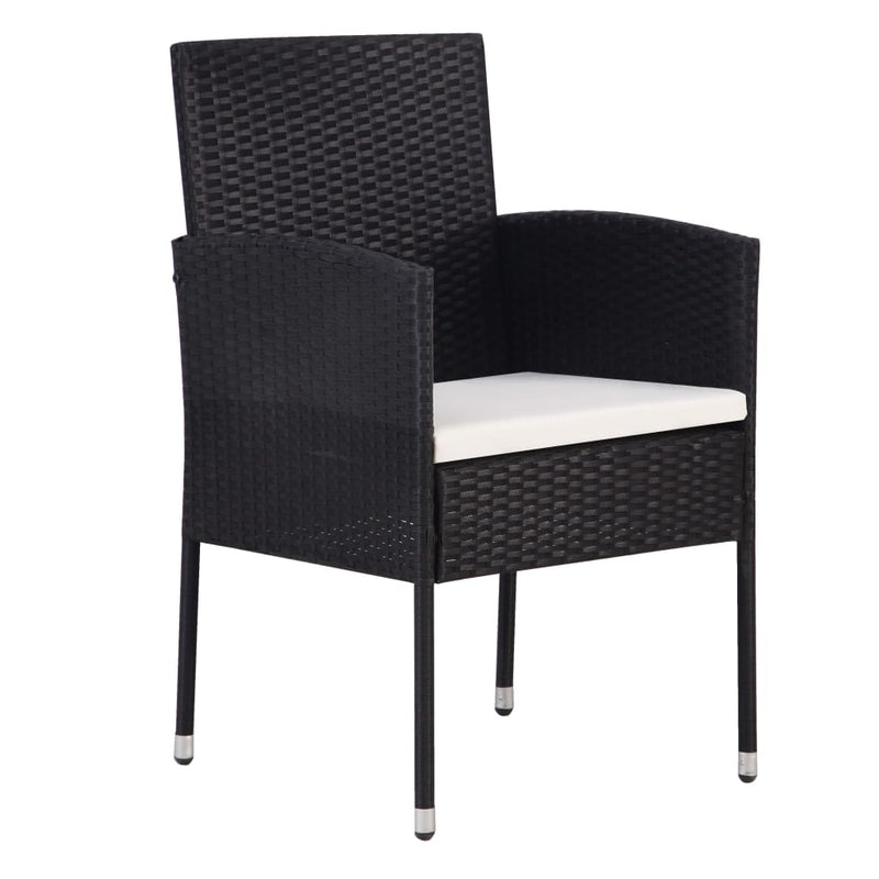 3 Piece Garden Dining Set Poly Rattan Black