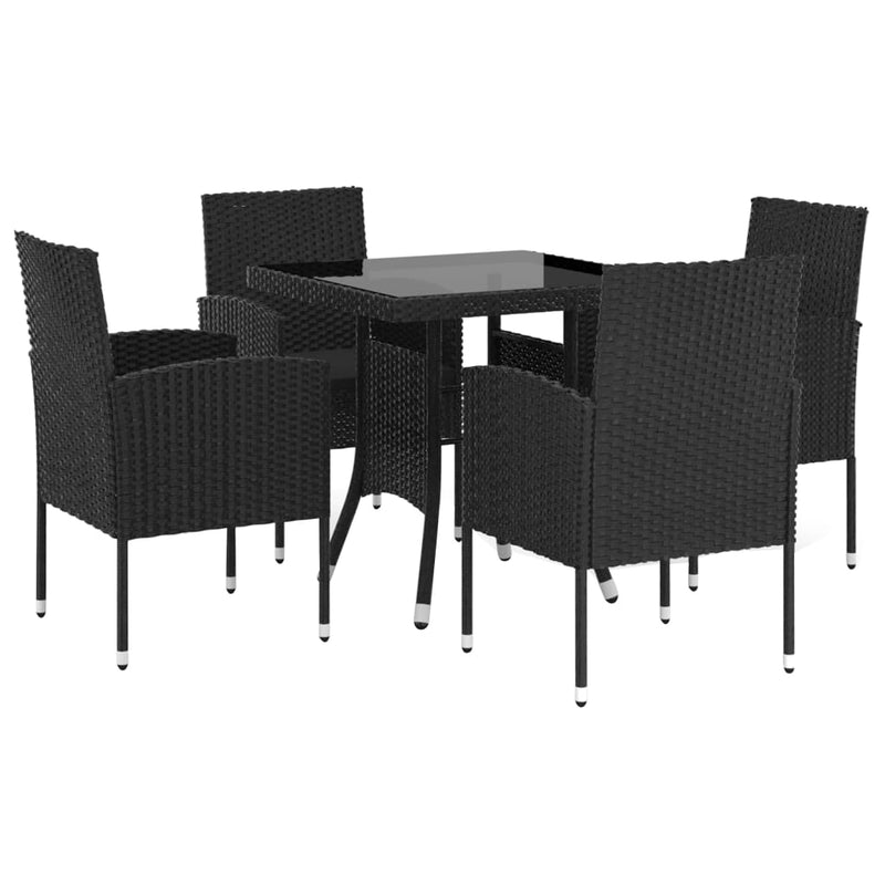 5 Piece Garden Dining Set Poly Rattan Black