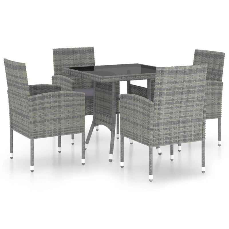 5 Piece Garden Dining Set Poly Rattan Anthracite