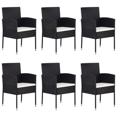 7 Piece Garden Dining Set Poly Rattan Black