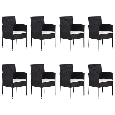 9 Piece Garden Dining Set Poly Rattan Black