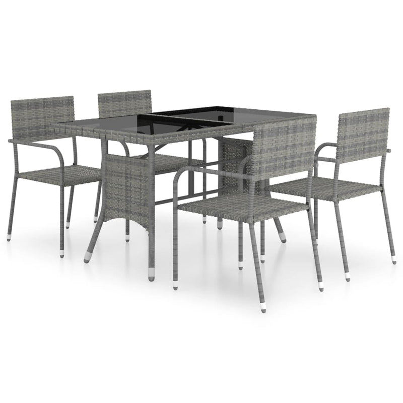 5 Piece Garden Dining Set Poly Rattan Anthracite & Grey