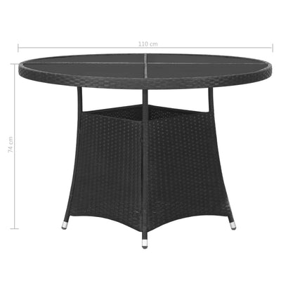 7 Piece Garden Dining Set Poly Rattan Black