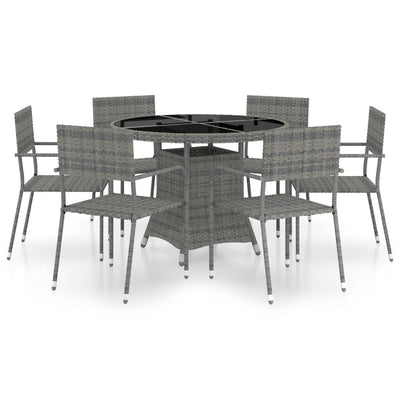 7 Piece Garden Dining Set Poly Rattan Anthracite & Grey