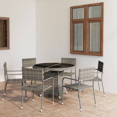 7 Piece Garden Dining Set Poly Rattan Anthracite & Grey