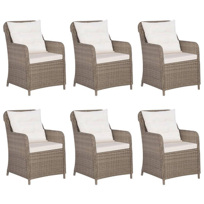 7 Piece Garden Dining Set Poly Rattan Brown