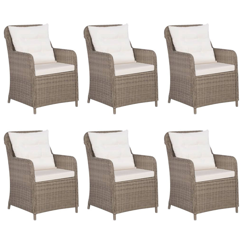 7 Piece Garden Dining Set Poly Rattan Brown