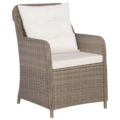 7 Piece Garden Dining Set Poly Rattan Brown