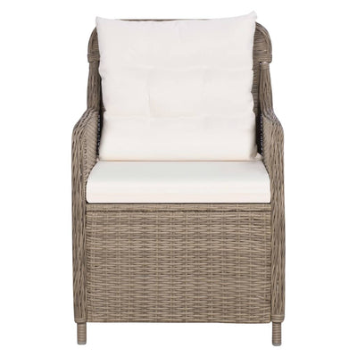 7 Piece Garden Dining Set Poly Rattan Brown