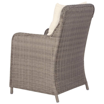 7 Piece Garden Dining Set Poly Rattan Brown