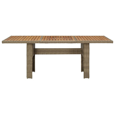 7 Piece Garden Dining Set Poly Rattan Brown