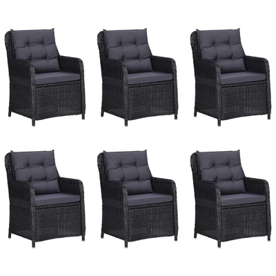 7 Piece Garden Dining Set Poly Rattan Black