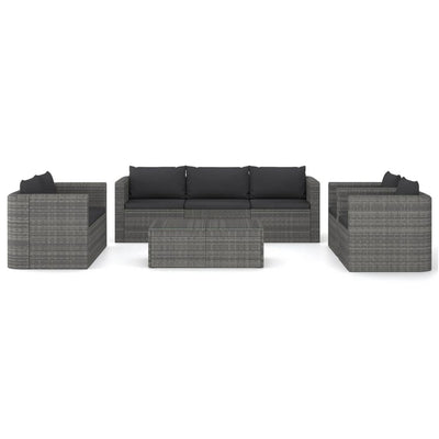 8 Piece Garden Lounge Set with Cushions Poly Rattan Grey