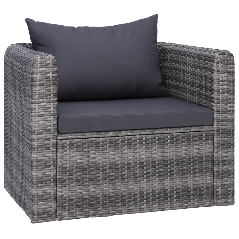 8 Piece Garden Lounge Set with Cushions Poly Rattan Grey