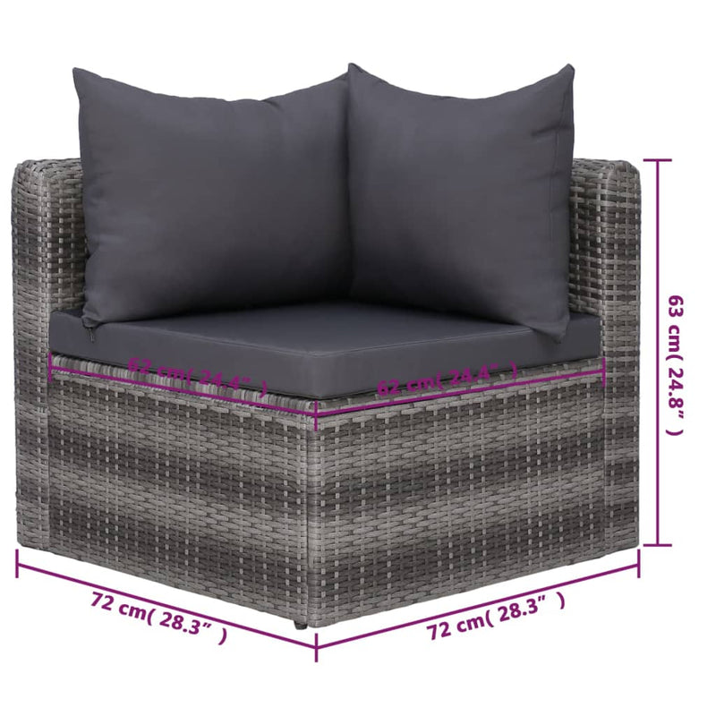 8 Piece Garden Lounge Set with Cushions Poly Rattan Grey