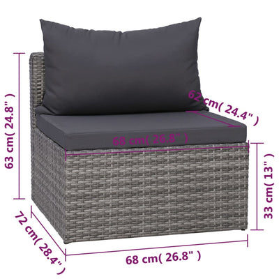 7 Piece Garden Lounge Set with Cushions Poly Rattan Grey