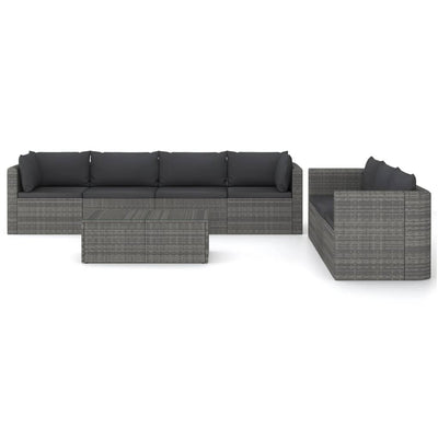 8 Piece Garden Lounge Set with Cushions Poly Rattan Grey