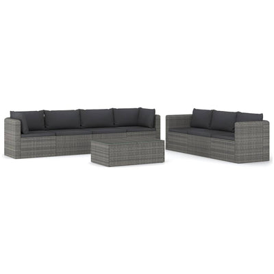 8 Piece Garden Lounge Set with Cushions Poly Rattan Grey