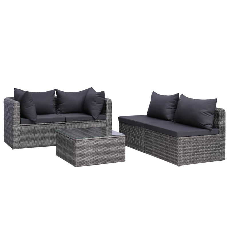 8 Piece Garden Lounge Set with Cushions Poly Rattan Grey