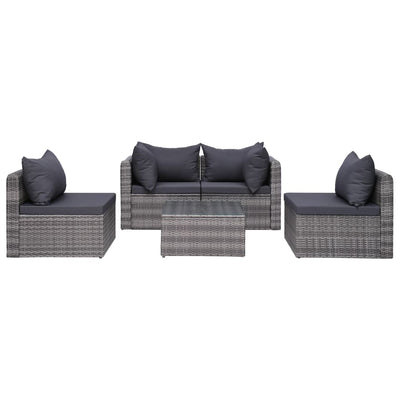 8 Piece Garden Lounge Set with Cushions Poly Rattan Grey