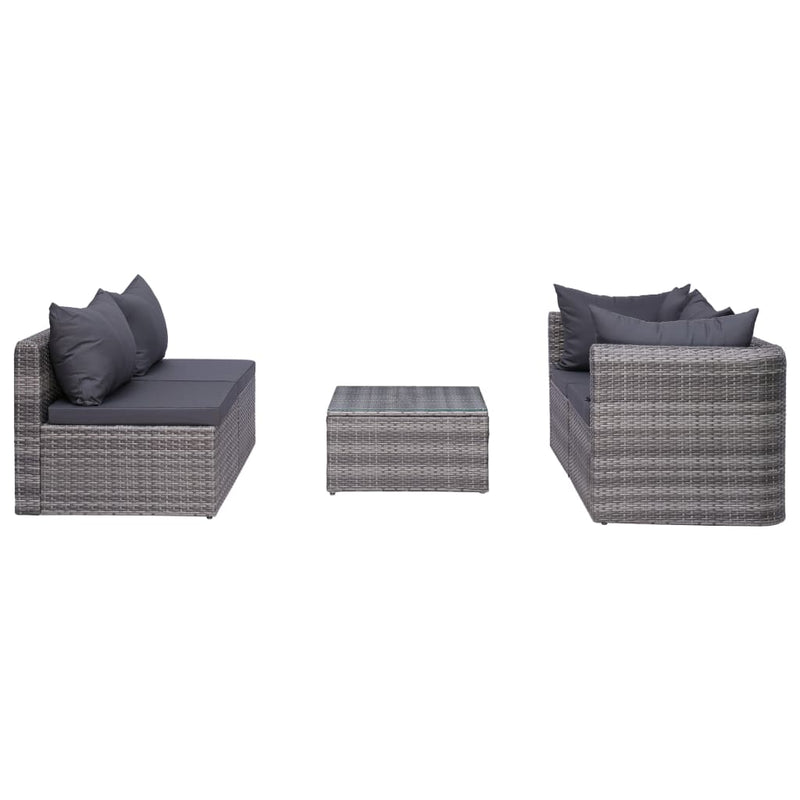 8 Piece Garden Lounge Set with Cushions Poly Rattan Grey