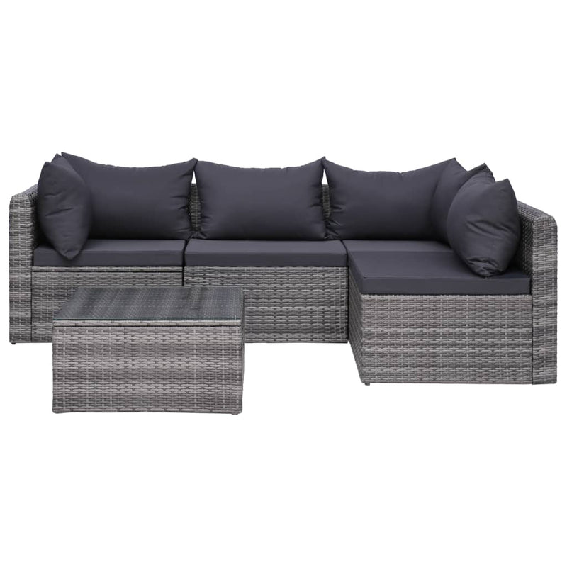 8 Piece Garden Lounge Set with Cushions Poly Rattan Grey