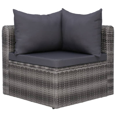 8 Piece Garden Lounge Set with Cushions Poly Rattan Grey