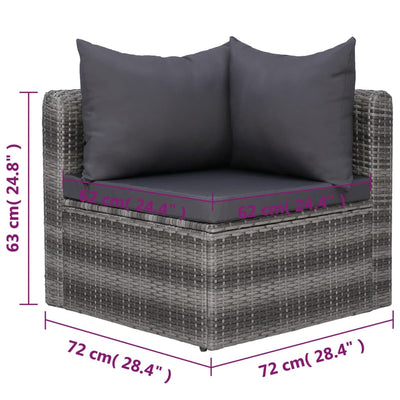 8 Piece Garden Lounge Set with Cushions Poly Rattan Grey