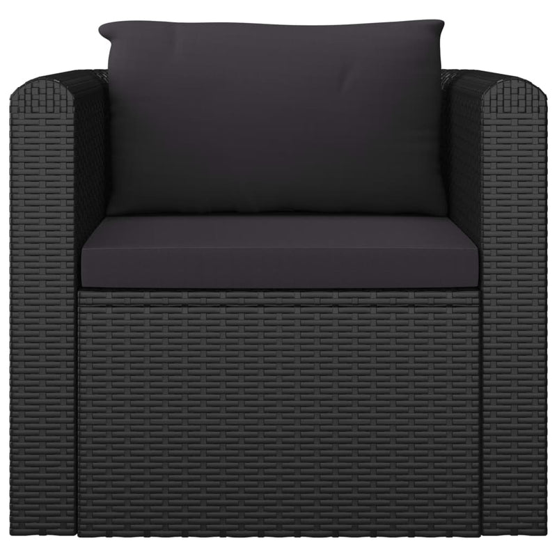 10 Piece Garden Lounge Set with Cushions Poly Rattan Black