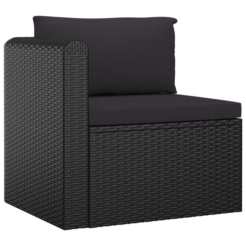 10 Piece Garden Lounge Set with Cushions Poly Rattan Black