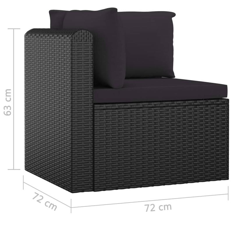 10 Piece Garden Lounge Set with Cushions Poly Rattan Black