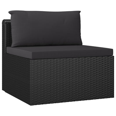 10 Piece Garden Lounge Set with Cushions Poly Rattan Black