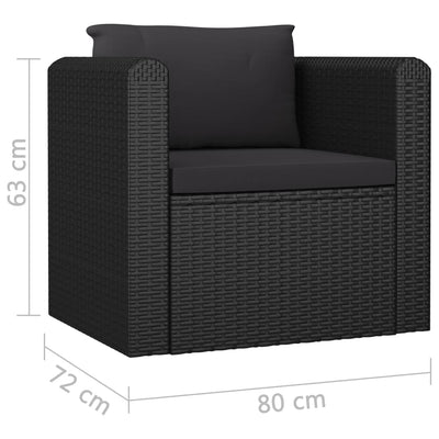 10 Piece Garden Lounge Set with Cushions Poly Rattan Black