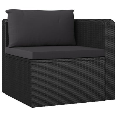 11 Piece Garden Lounge Set with Cushions Poly Rattan Black